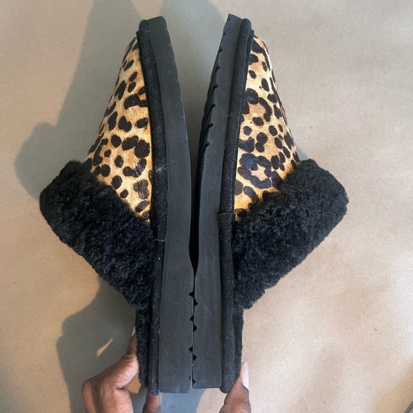 Ariat Cheetah Print Leather Faux Fur Lined Square Toe Slippers Women’s US 7 - Picture 4 of 7